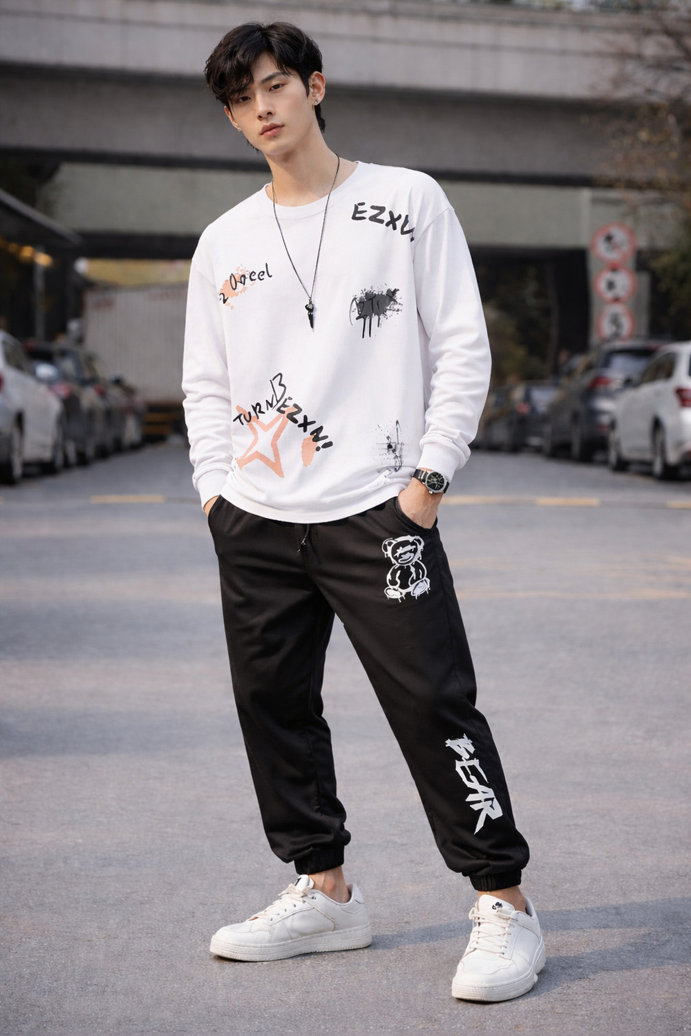 Image of R ROCKIN TEES Printed Men Track Suit