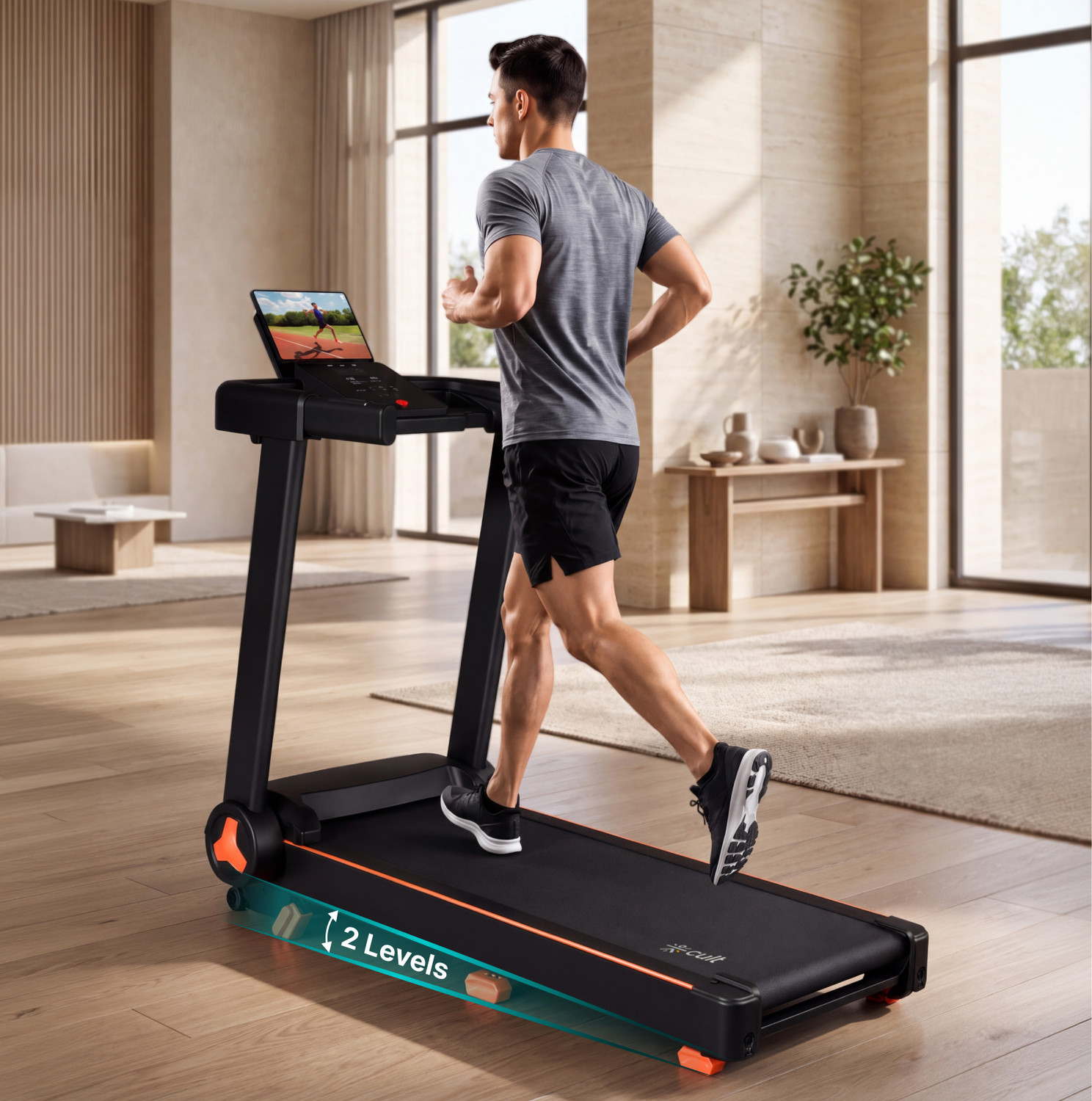 by Cult PowerRunPlus 120kg Weight Capacity & 5 HP BLDC Motor Home Gym Equipment Treadmill
