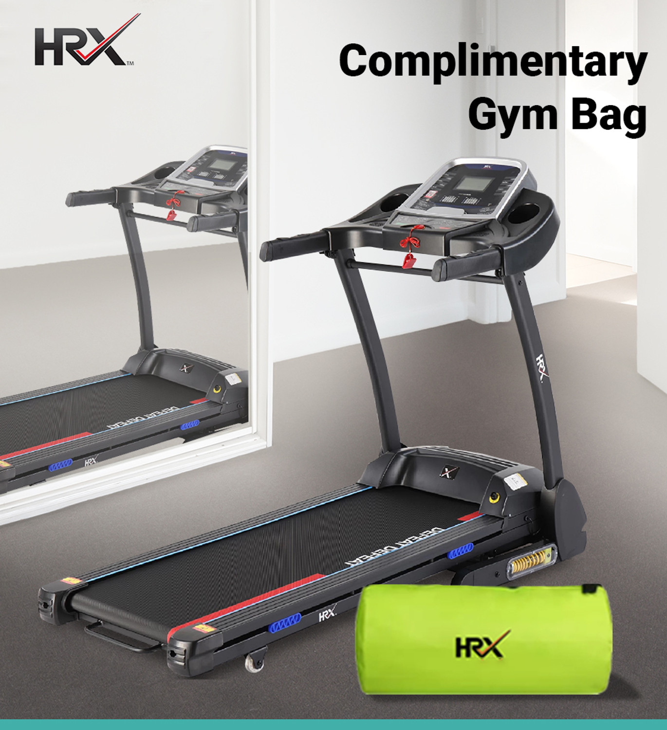 Image of HRX Runner Pro with Auto Incline ,3 Hp Peak foldable Treadmill (Max Weight:100 kg)