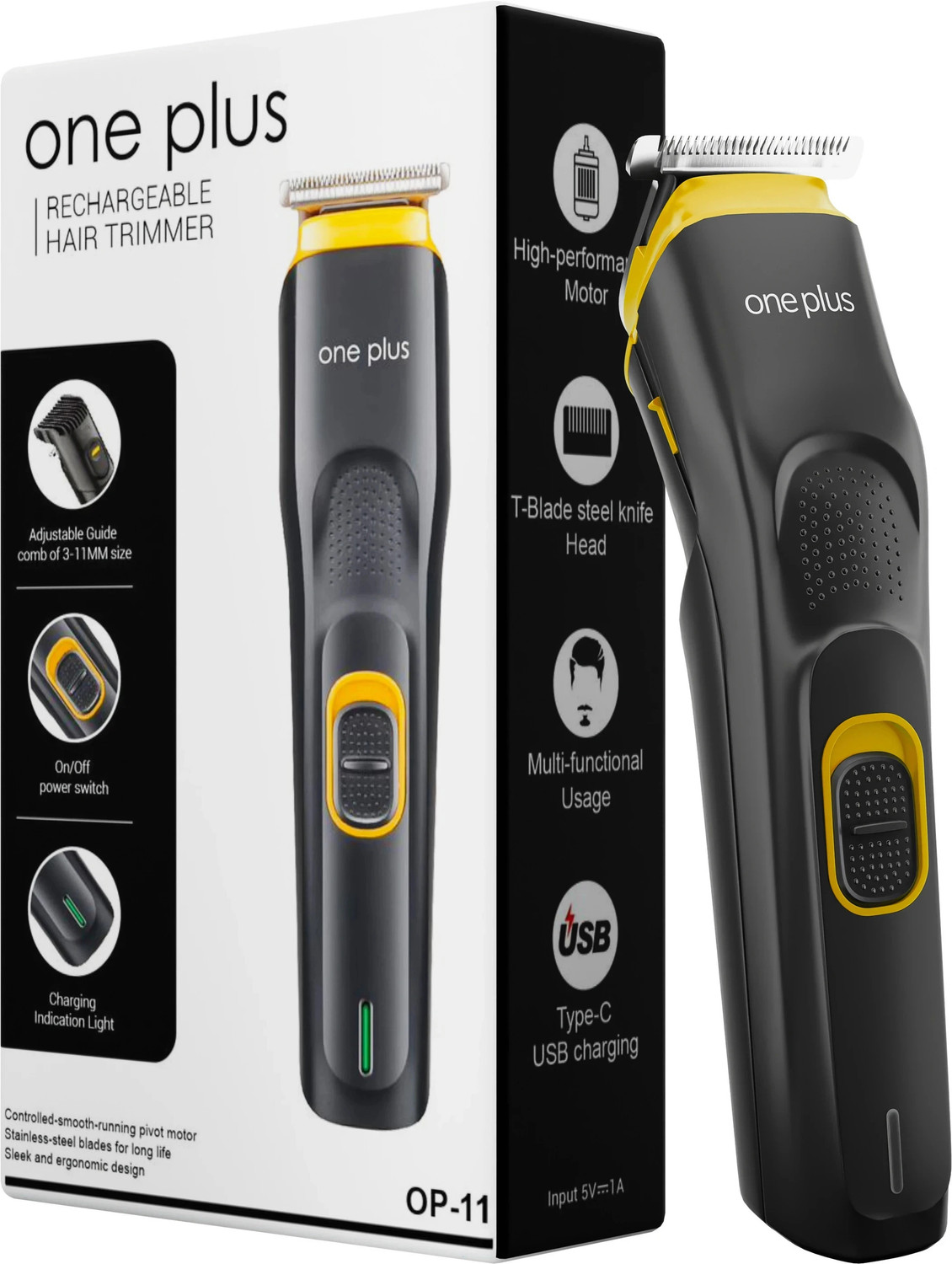 OnePlus OP 11 Cordless Professional Hair Trimmer Titanium coated blade waterproof Trimmer 120 min Runtime 4 Length Settings