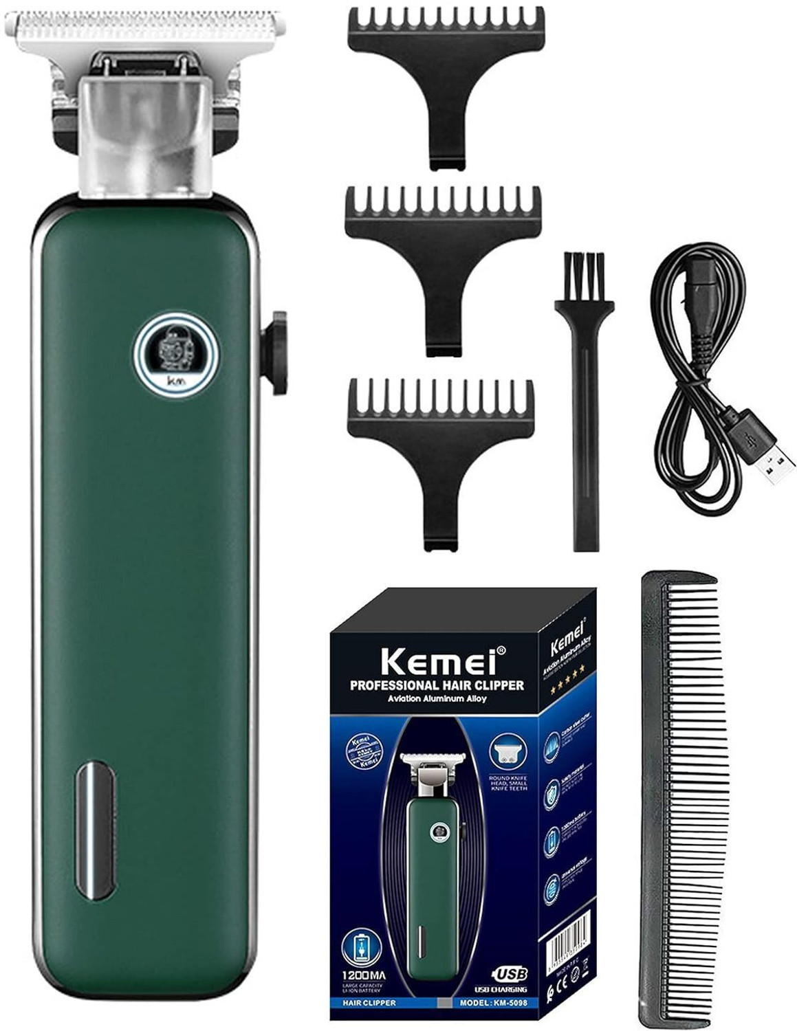 Image of Kemei KM-5098 Trimmer 60 min Runtime 4 Length Settings (Green)