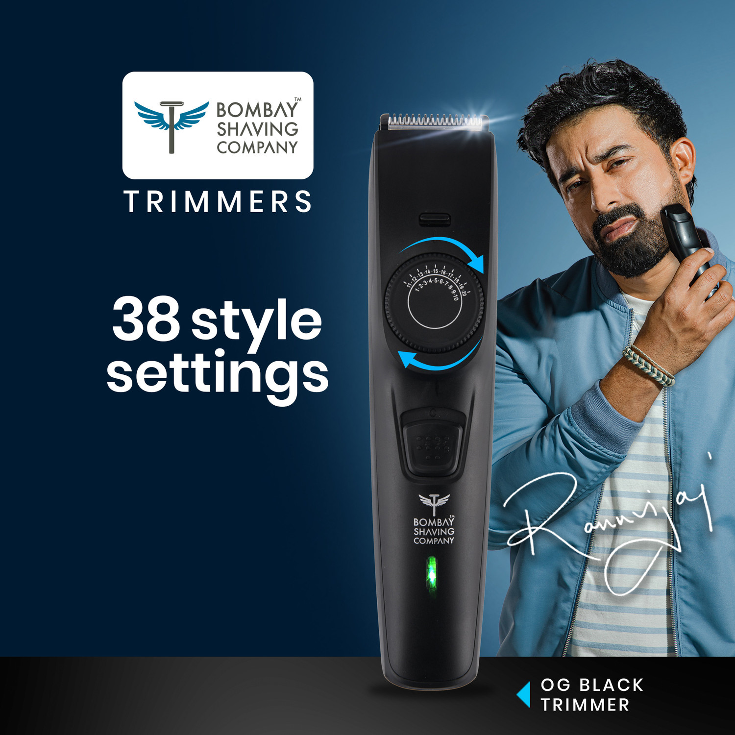 Image of BOMBAY SHAVING COMPANY Flash Charging Men Beard Trimmer 120 min Runtime 38 Length Settings