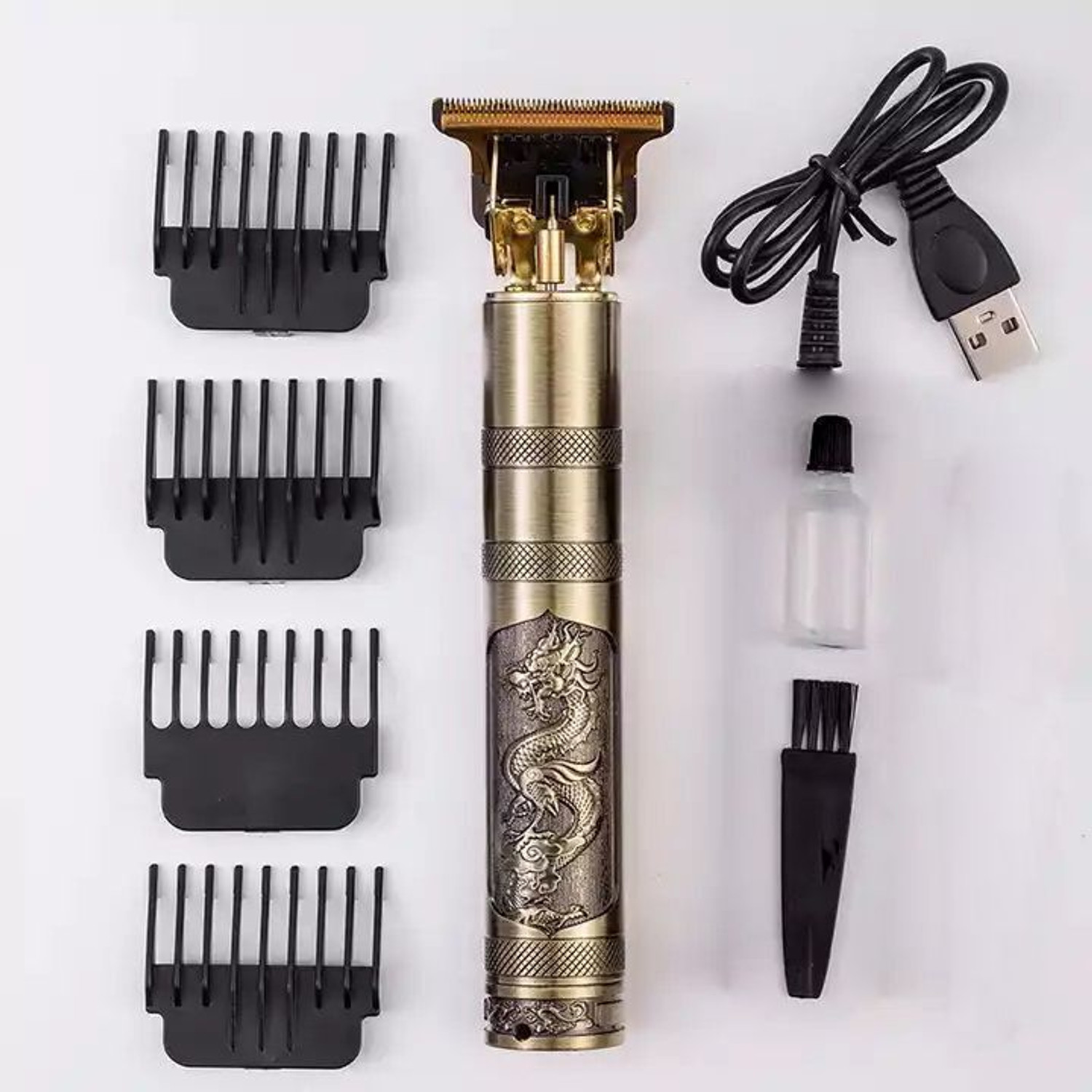 Image of Tradhi Beard & Hair 538 Trimmer Rechargeable Professional Hair Trimmer Fully Waterproof Fully Waterproof Trimmer 45 min Runtime 4 Length Settings (Silver, Black)