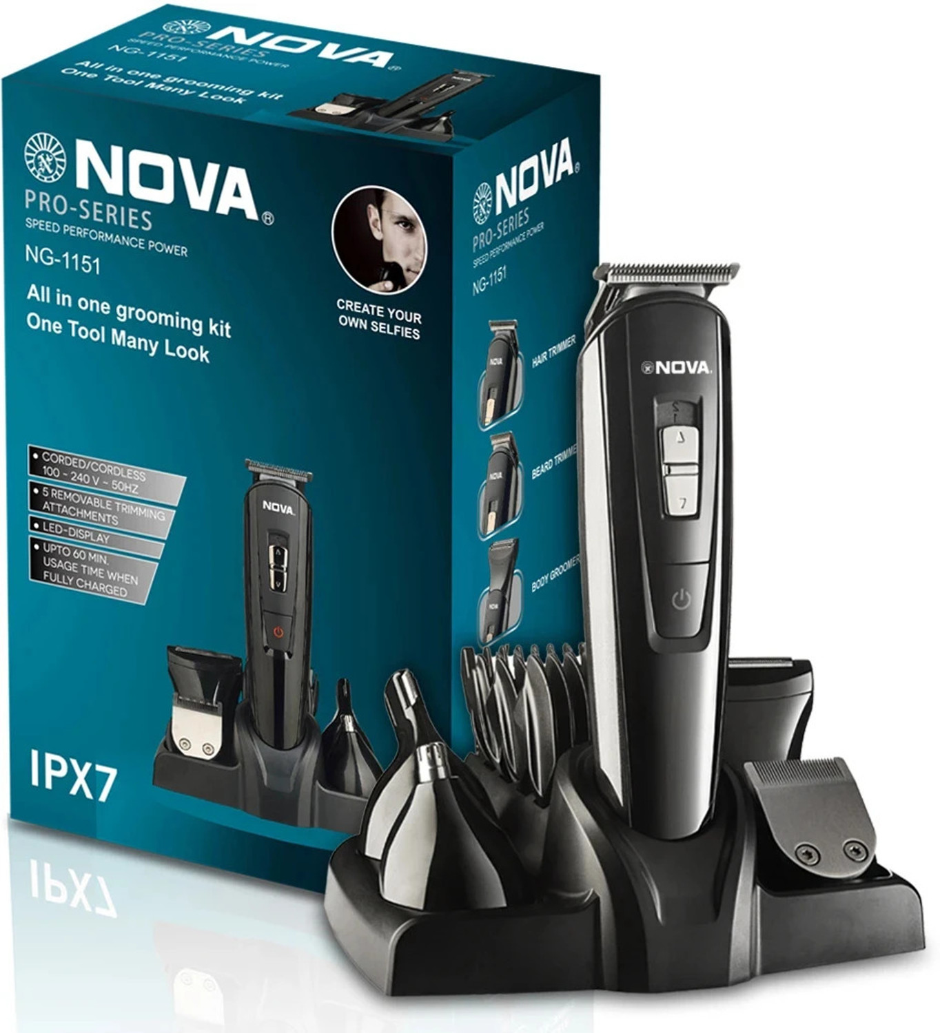 Nova NG 1151 Waterproof Trimmer for Men - 60 Mins Runtime