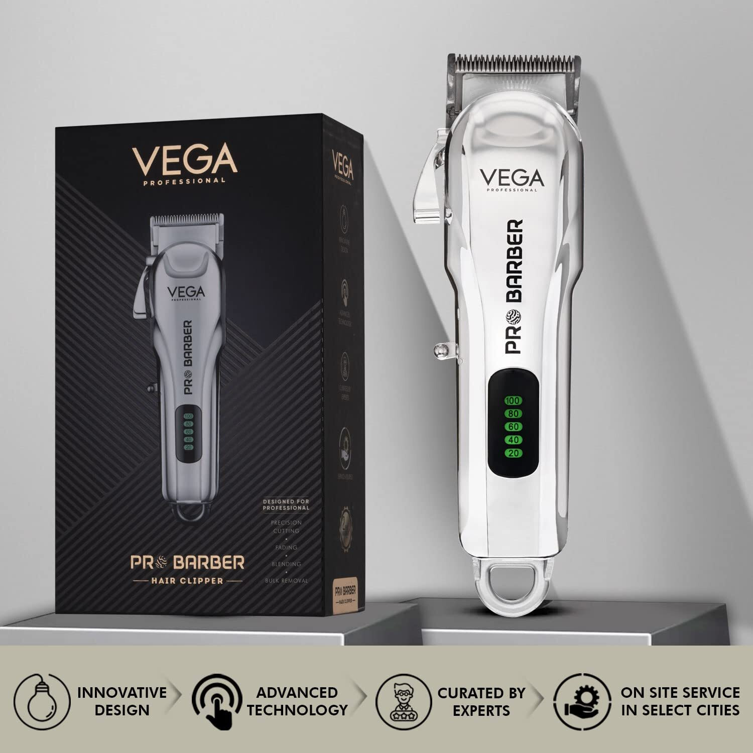 Image of VEGA VPVHC-09 Fully Waterproof Trimmer 180 min Runtime 2 Length Settings (Silver)