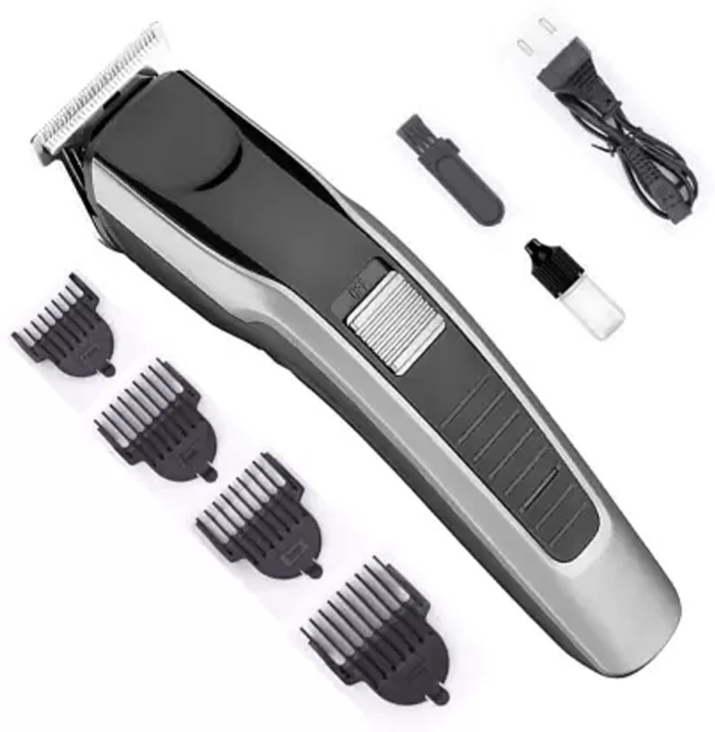 Image of Tradhi Beard & Hair 538 Trimmer Rechargeable Professional Hair Trimmer Fully Waterproof Fully Waterproof Trimmer 45 min Runtime 4 Length Settings (Silver, Black)