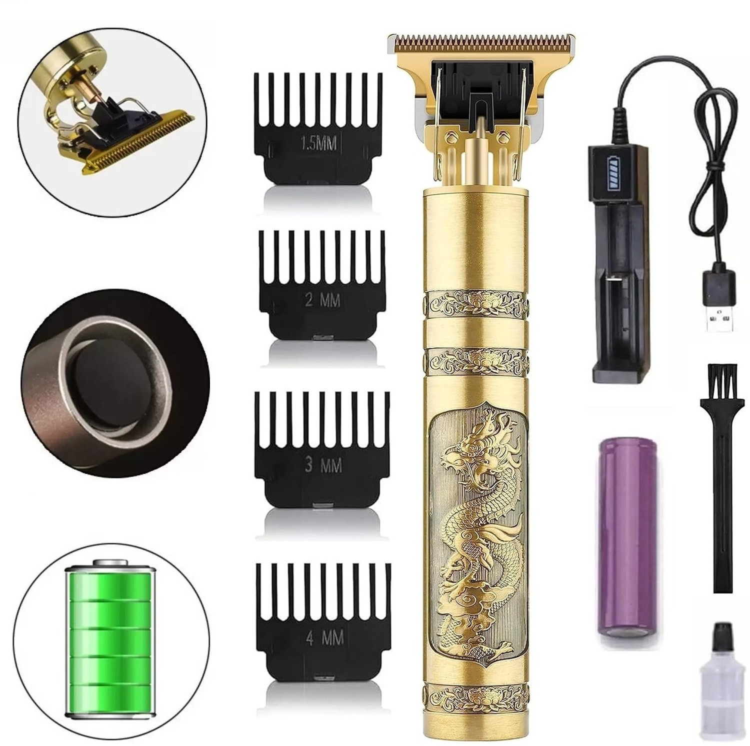 Image of Kemei KM-5098 Trimmer 60 min Runtime 4 Length Settings (Green)