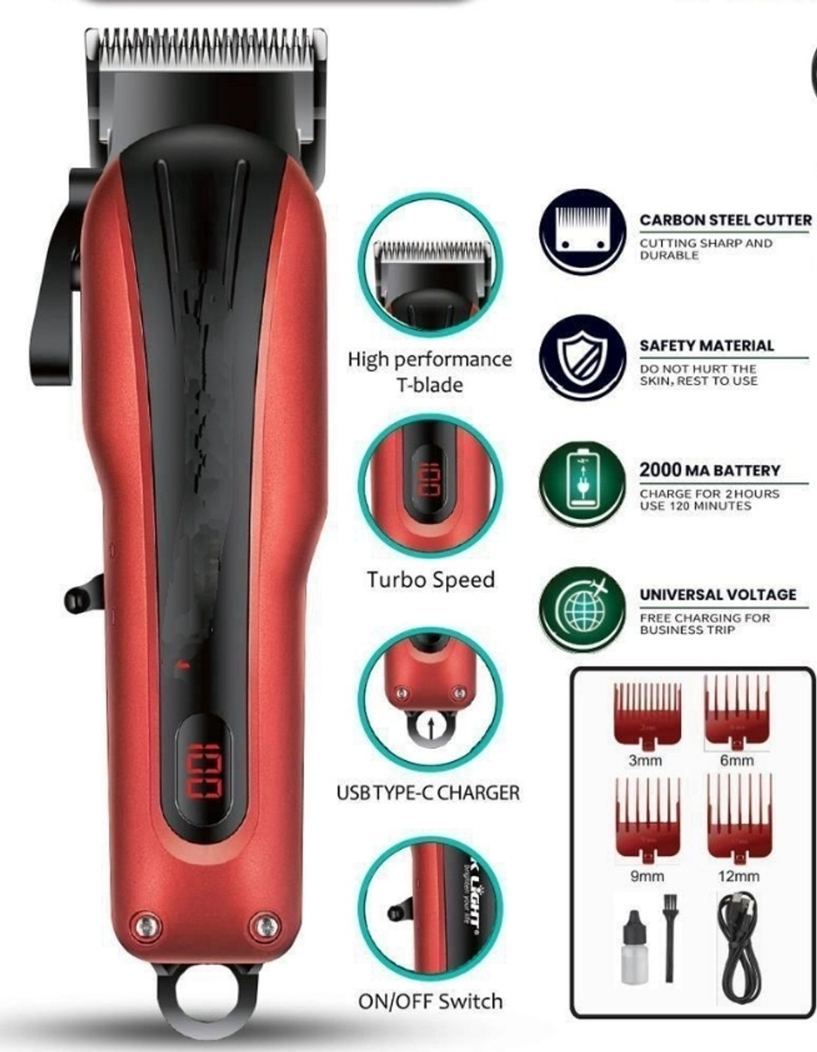 Image of VEGA VPVHC-09 Fully Waterproof Trimmer 180 min Runtime 2 Length Settings (Silver)