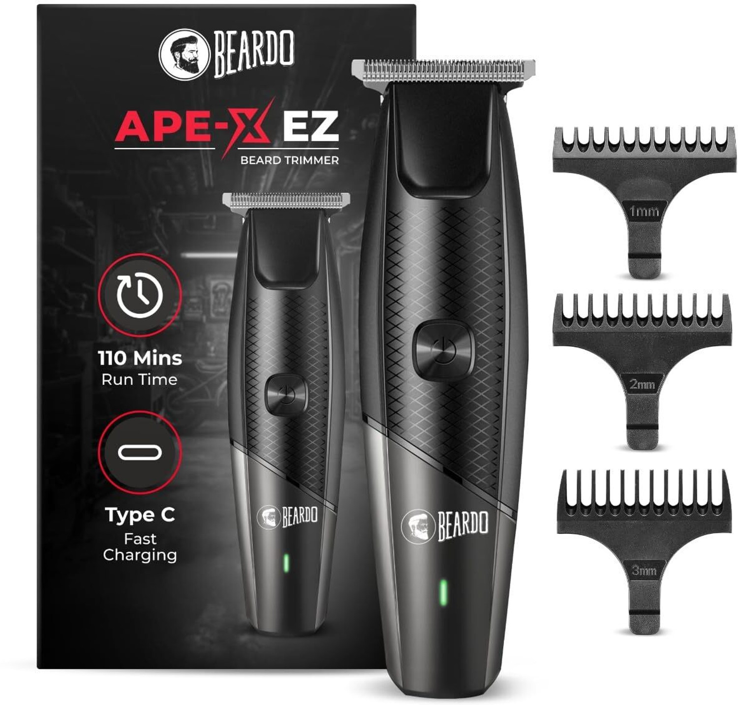 BEARDO APE -X EZ Beard Trimmer For Men Trimmer 110 min Runtime 3 Length Settings