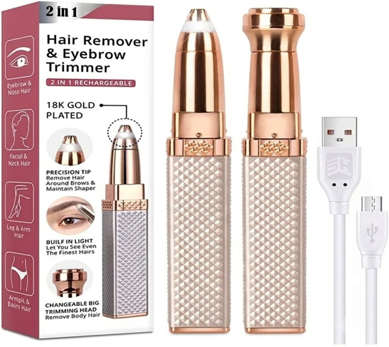Image of Tradhi Beard & Hair 538 Trimmer Rechargeable Professional Hair Trimmer Fully Waterproof Fully Waterproof Trimmer 45 min Runtime 4 Length Settings (Silver, Black)