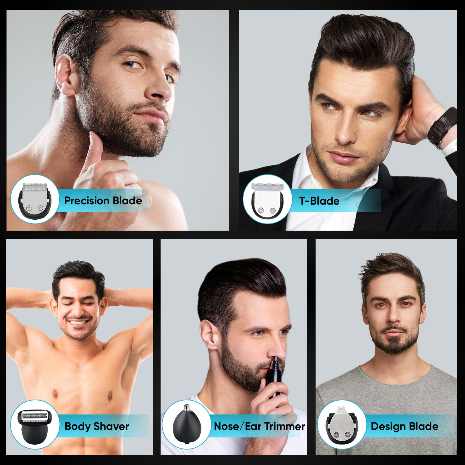 Image of VEGA 9 in 1 Pro Multi Grooming Trimmer for Men, (VHTH-32) Trimmer 150 min Runtime 40 Length Settings