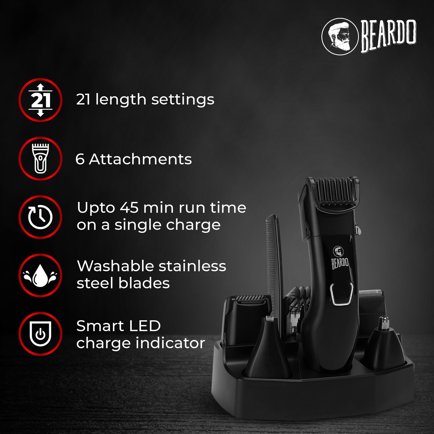 Image of Beardo PR3058 /59 Runtime: 45 min Multi Purpose Trimmer for Men