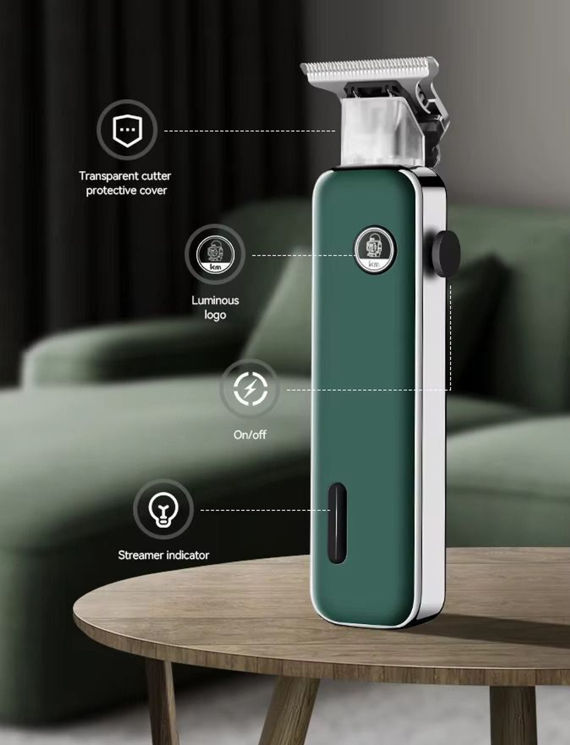 Image of Kemei KM-5098 Trimmer 60 min Runtime 4 Length Settings (Green)