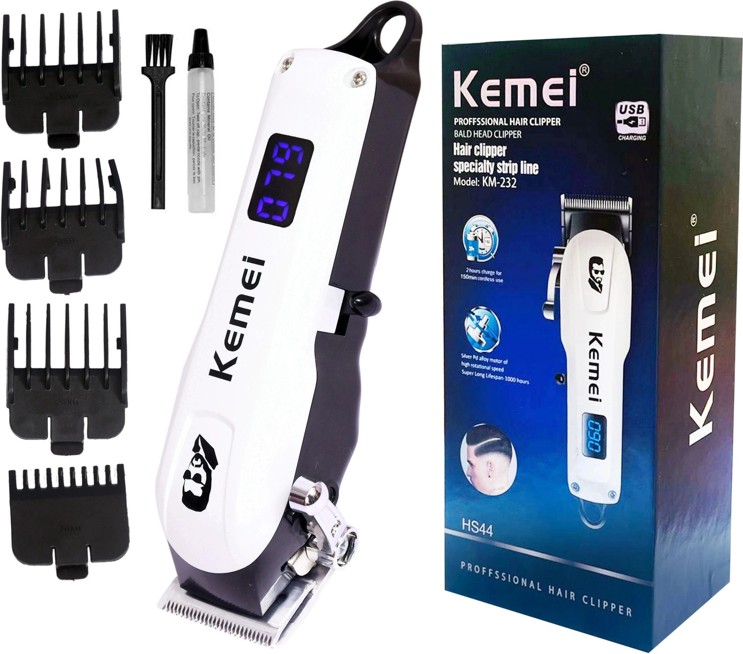 Kemei KM- 809A PROFESSIONAL TRIMMER with 240min Runtime Trimmer 120 min  Runtime 4 Length Settings