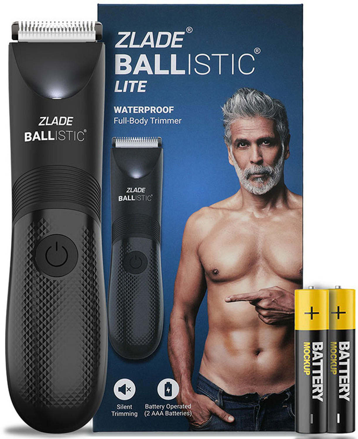 Image of Zlade Trimmer for Men | Beard, Body, Pubic Hair | AAA Cell Battery Fully Waterproof Body Groomer 120 min Runtime 4 Length Settings