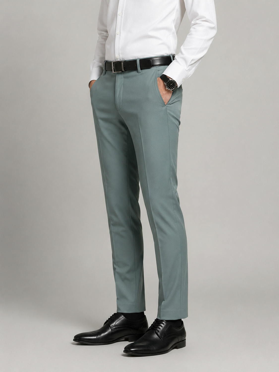 Image of FUBAR Men Regular Fit Grey Cotton Blend Trousers