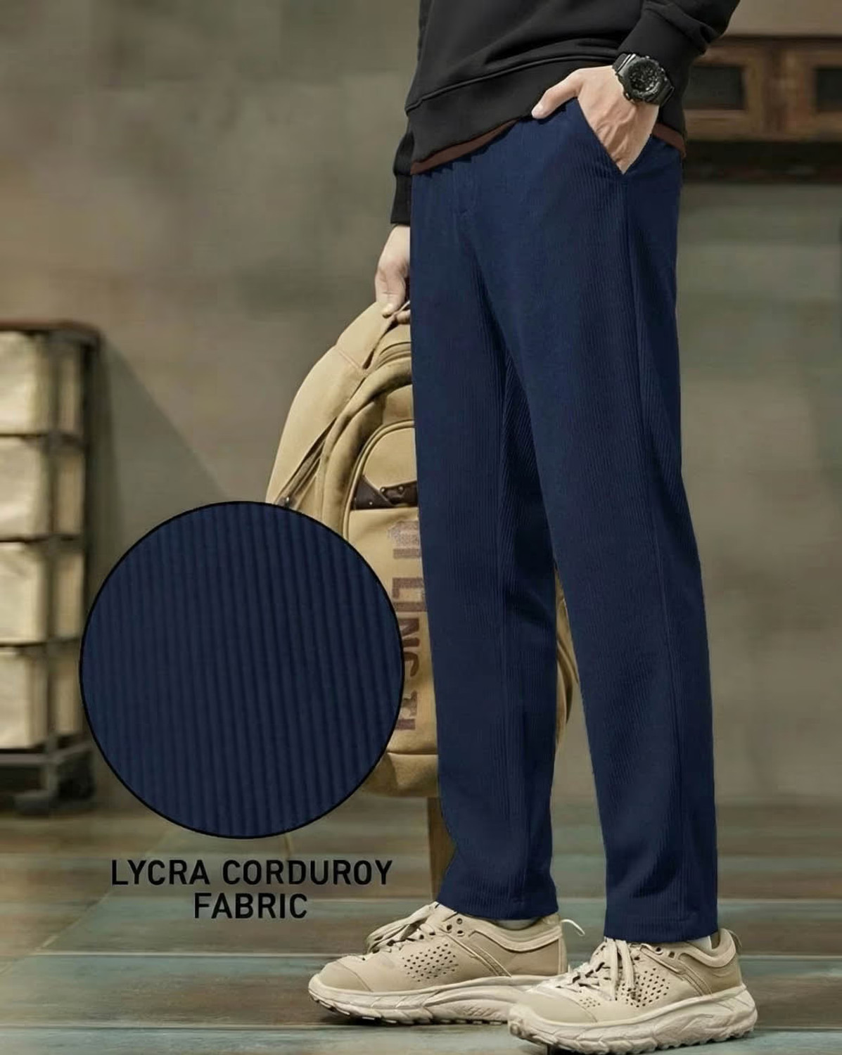 Image of rani Men Relaxed Black Cotton Blend Trousers