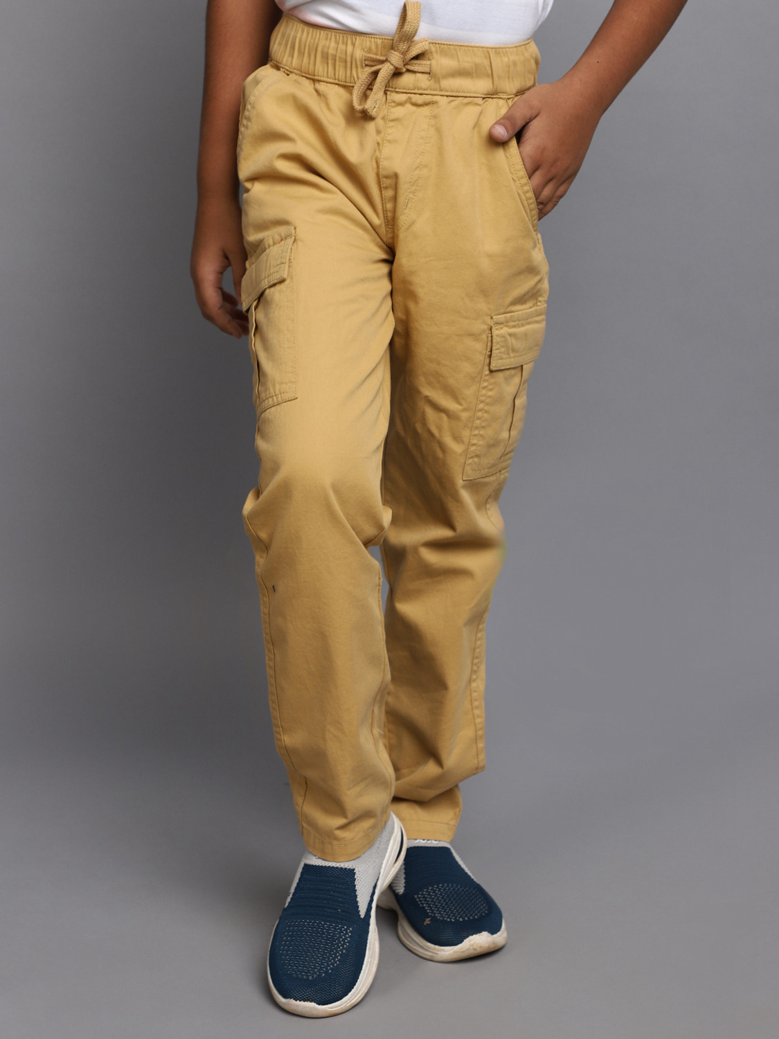 Image of V-MART Boys Regular Fit Beige Pure Cotton Trousers