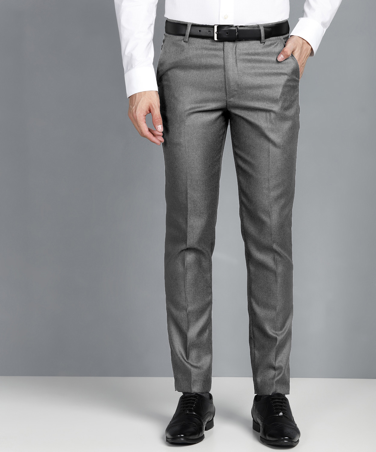 Image of YADGAR Men Regular Fit Dark Blue Polycotton Trousers