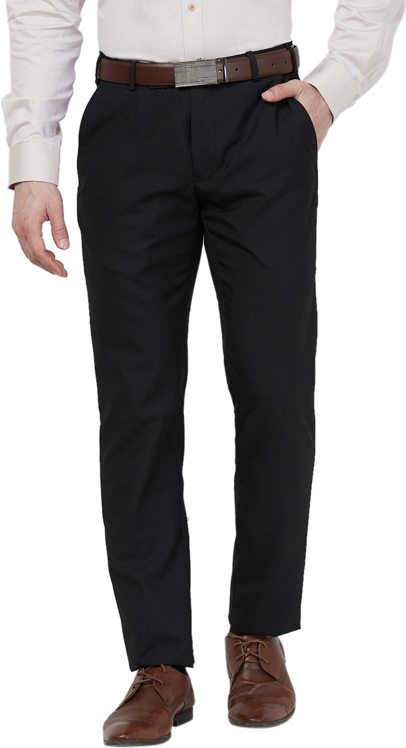Image of PARK AVENUE Men Slim Fit Grey Polyester Trousers