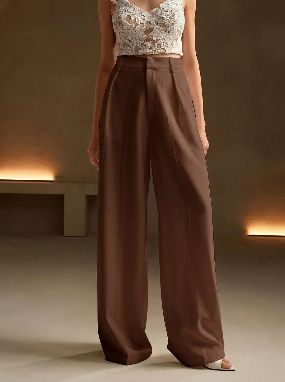 Dolsia Regular Fit Women Brown Trousers