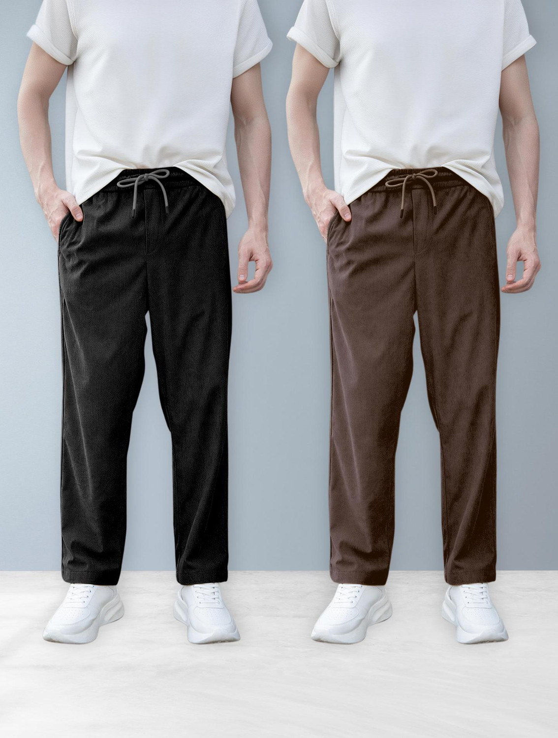 Image of rani Men Relaxed Black Cotton Blend Trousers