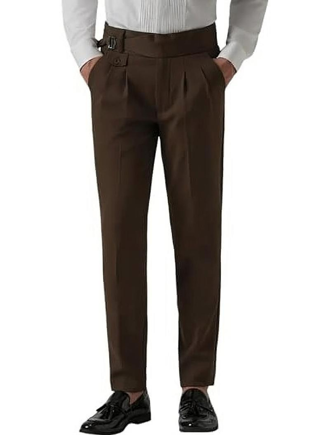 Image of ARBIA FUNKI Men Straight Fit Khaki Polyester Trousers