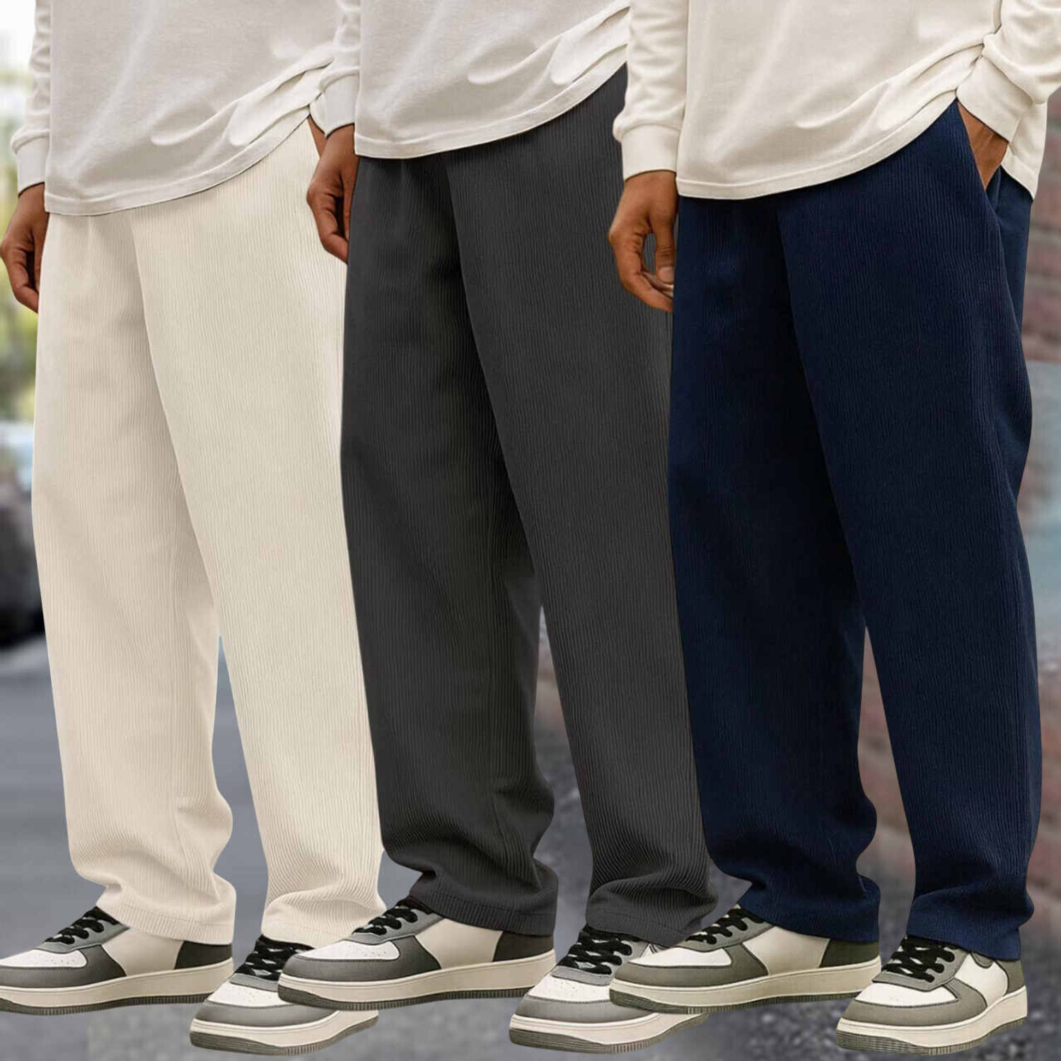 Image of Roadster Men Relaxed Multicolor Cotton Blend Trousers