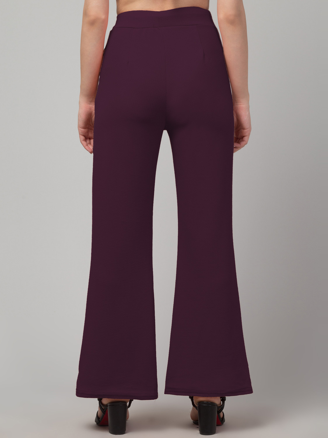 Image of NNIFA Women Relaxed Maroon Polyester Trousers