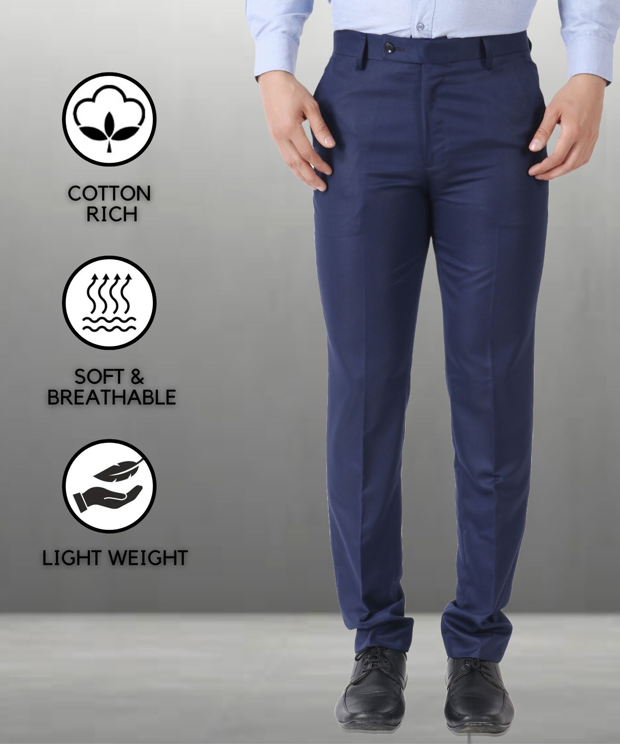 Maleno Slim Fit Dark Blue Trousers for Men – ₹364, 27% Off
