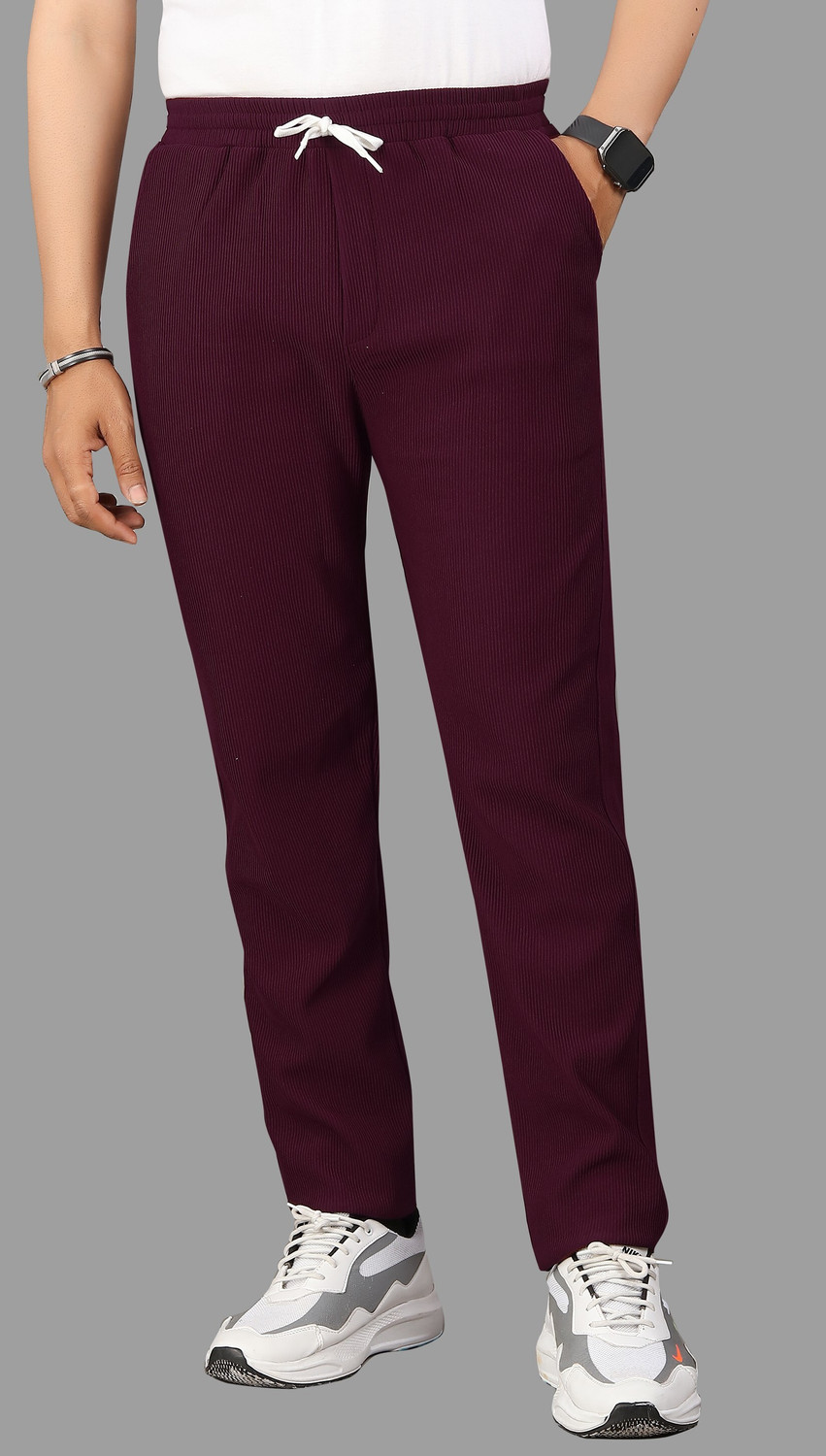 Image of COMBRAIDED Men Loose Fit Beige Corduroy Trousers