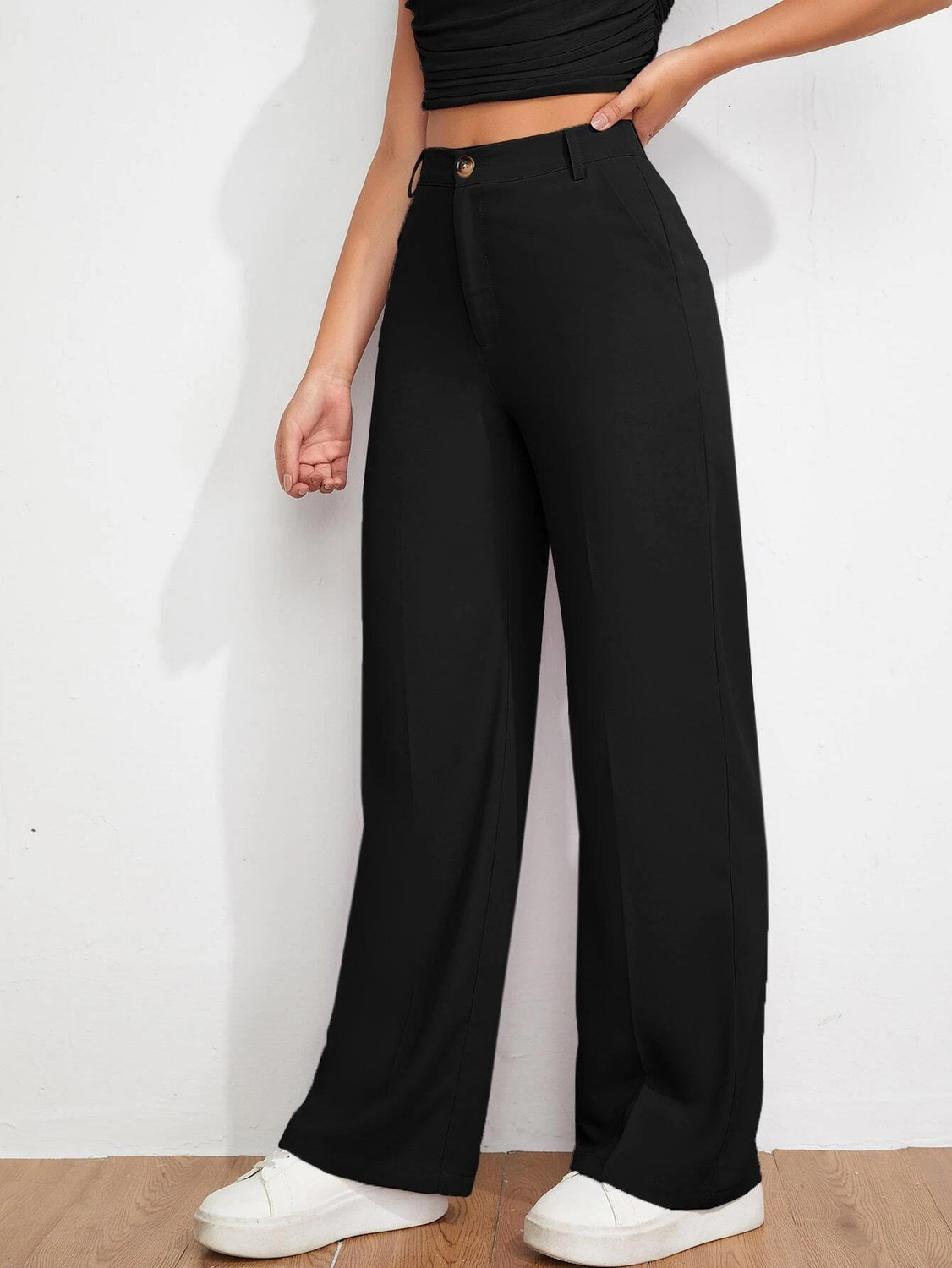 Image of KOTTY Regular Fit Women Black Trousers