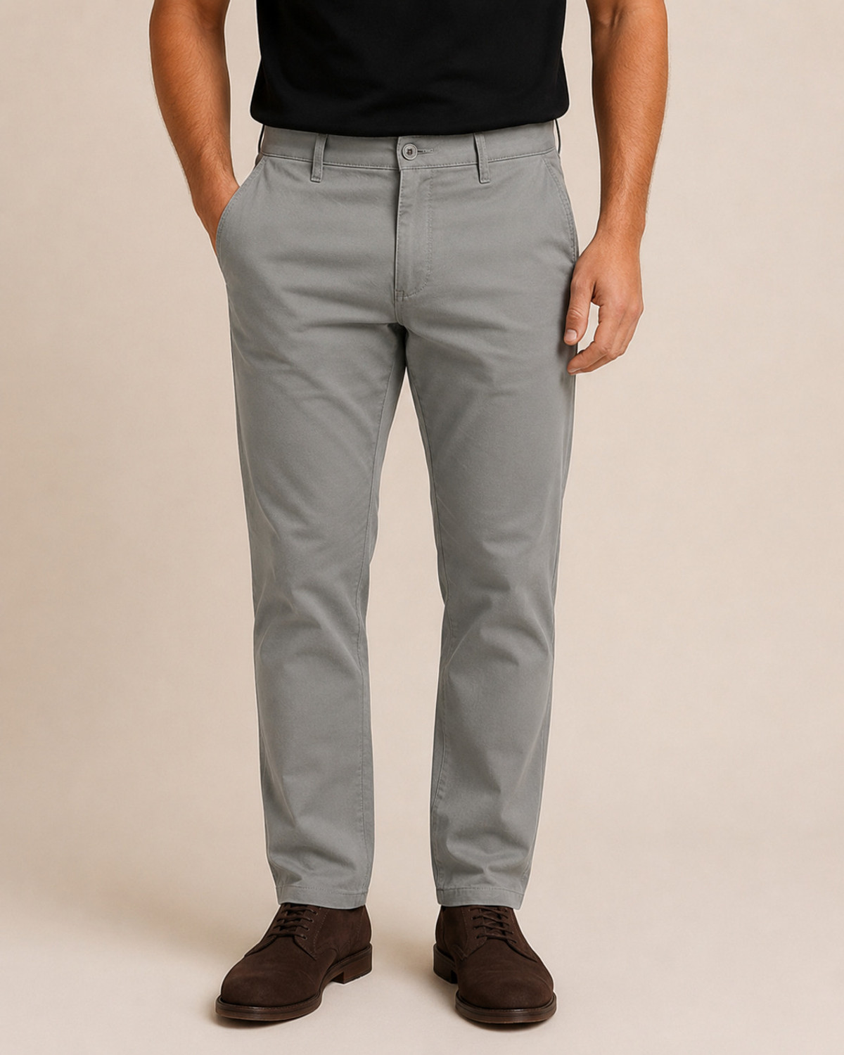 Image of FUBAR Men Regular Fit Grey Cotton Blend Trousers