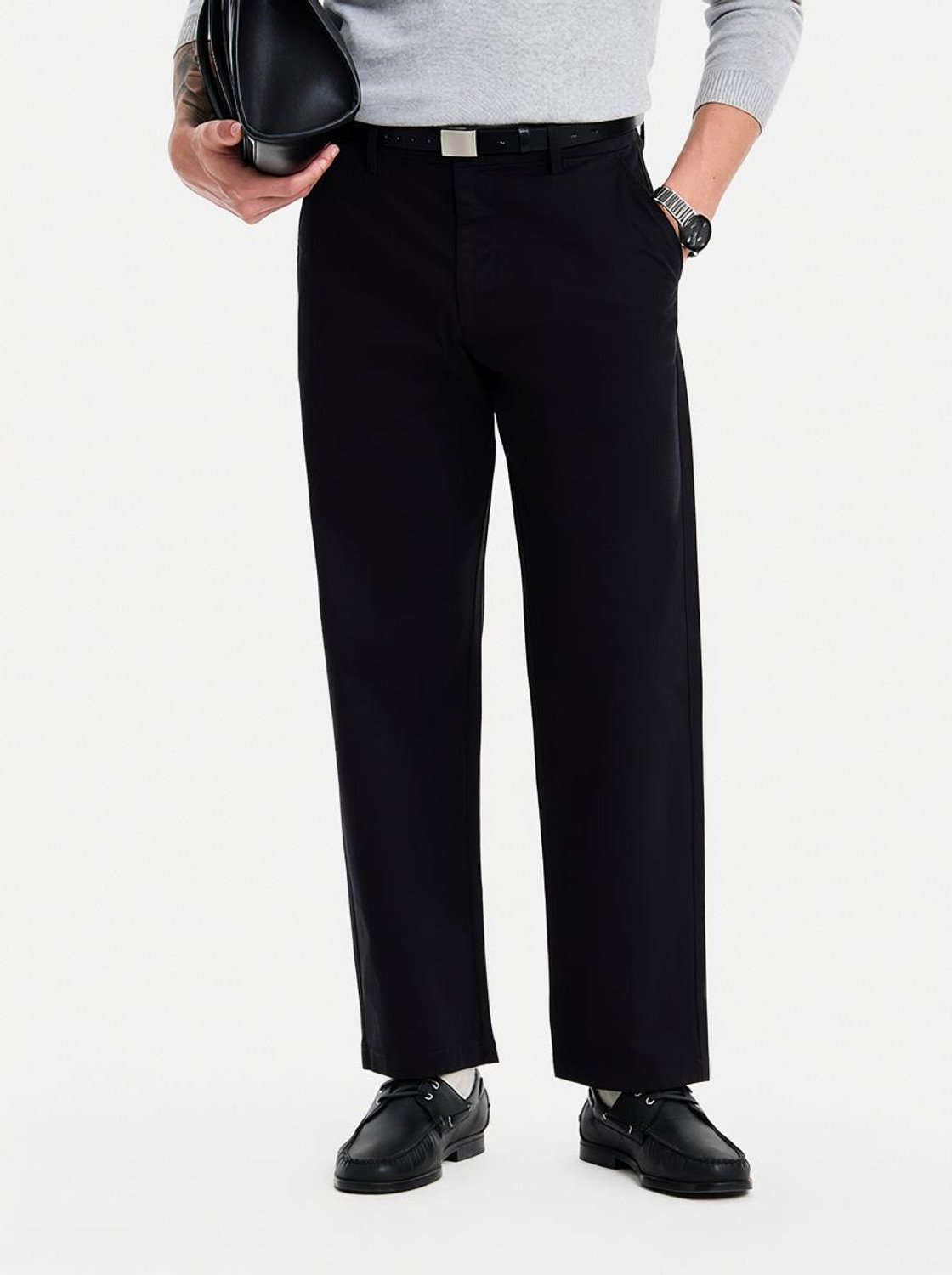 Image of ARBIA FUNKI Men Straight Fit Khaki Polyester Trousers