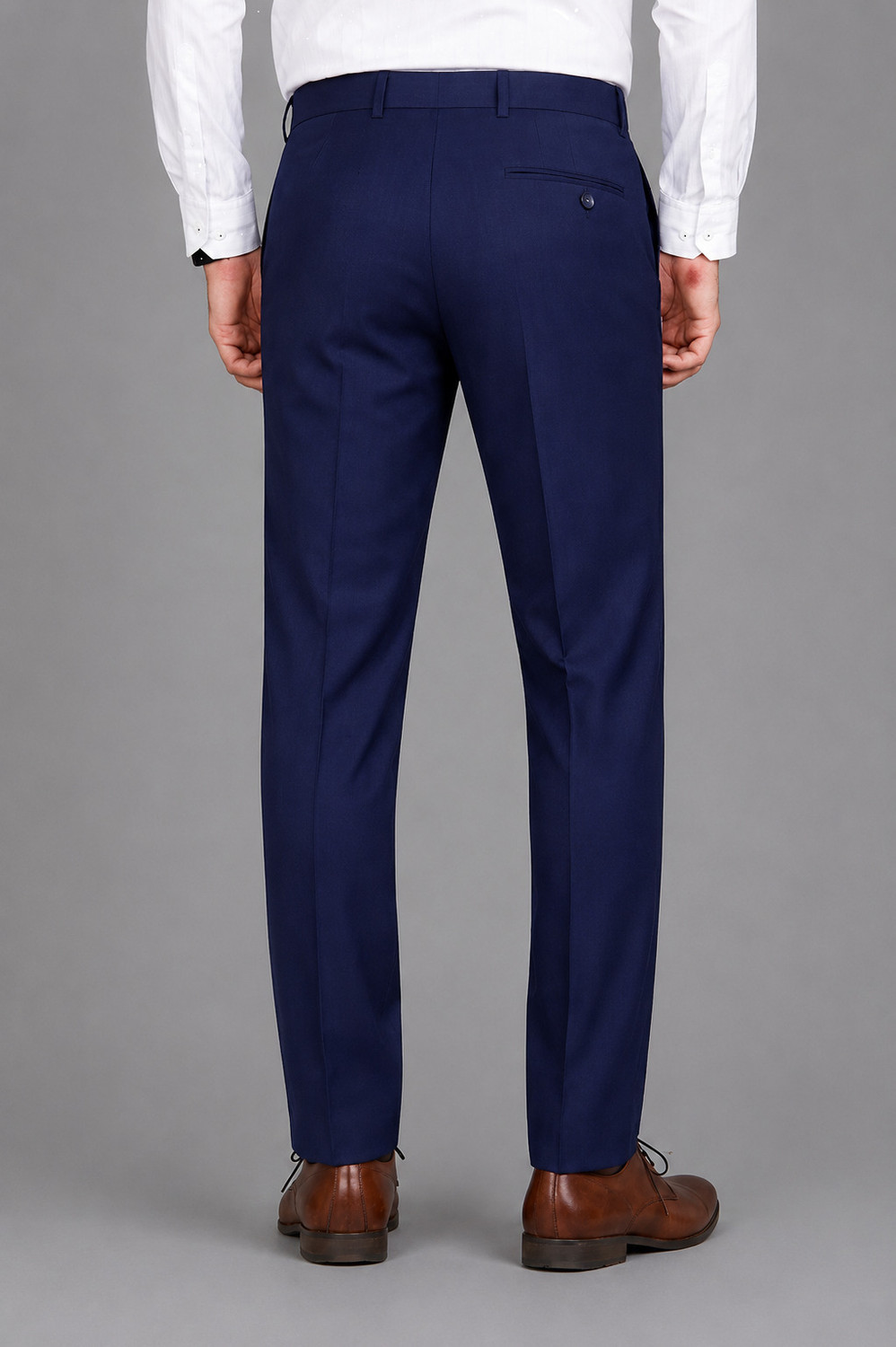 Image of YADGAR Men Regular Fit Dark Blue Polycotton Trousers