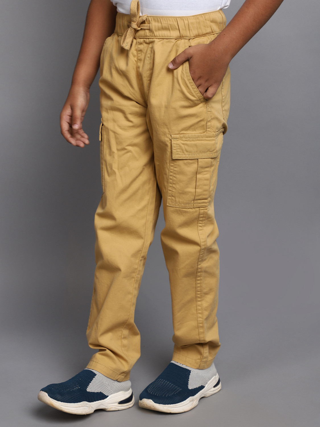 Image of V-MART Boys Regular Fit Beige Pure Cotton Trousers