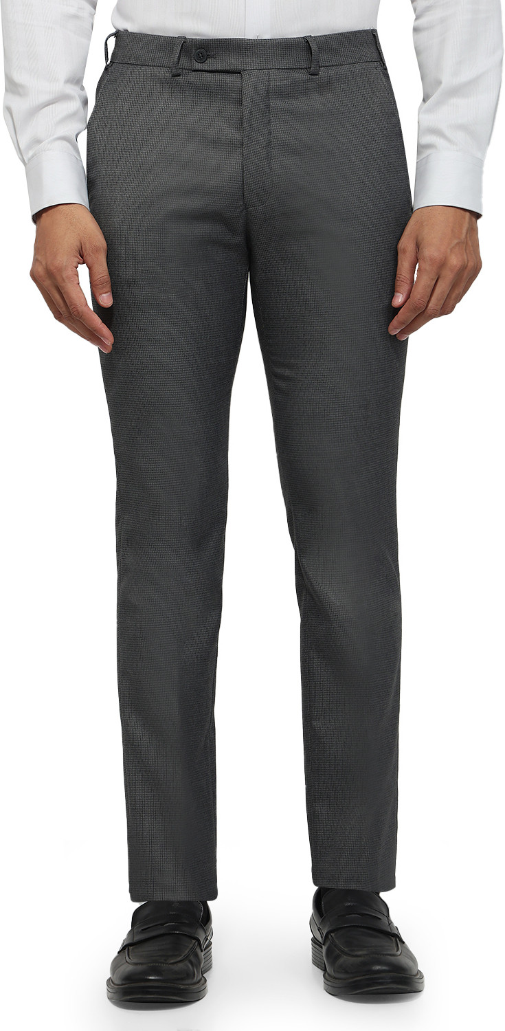 Image of PARK AVENUE Men Slim Fit Grey Polyester Trousers