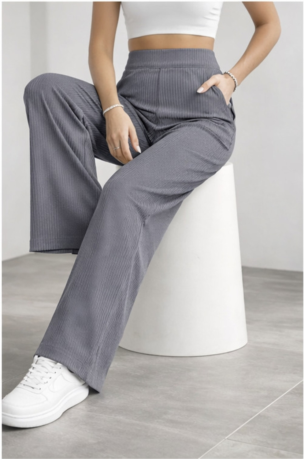 Image of Roadster Pack of 2 Women Relaxed Multicolor Cotton Blend Trousers