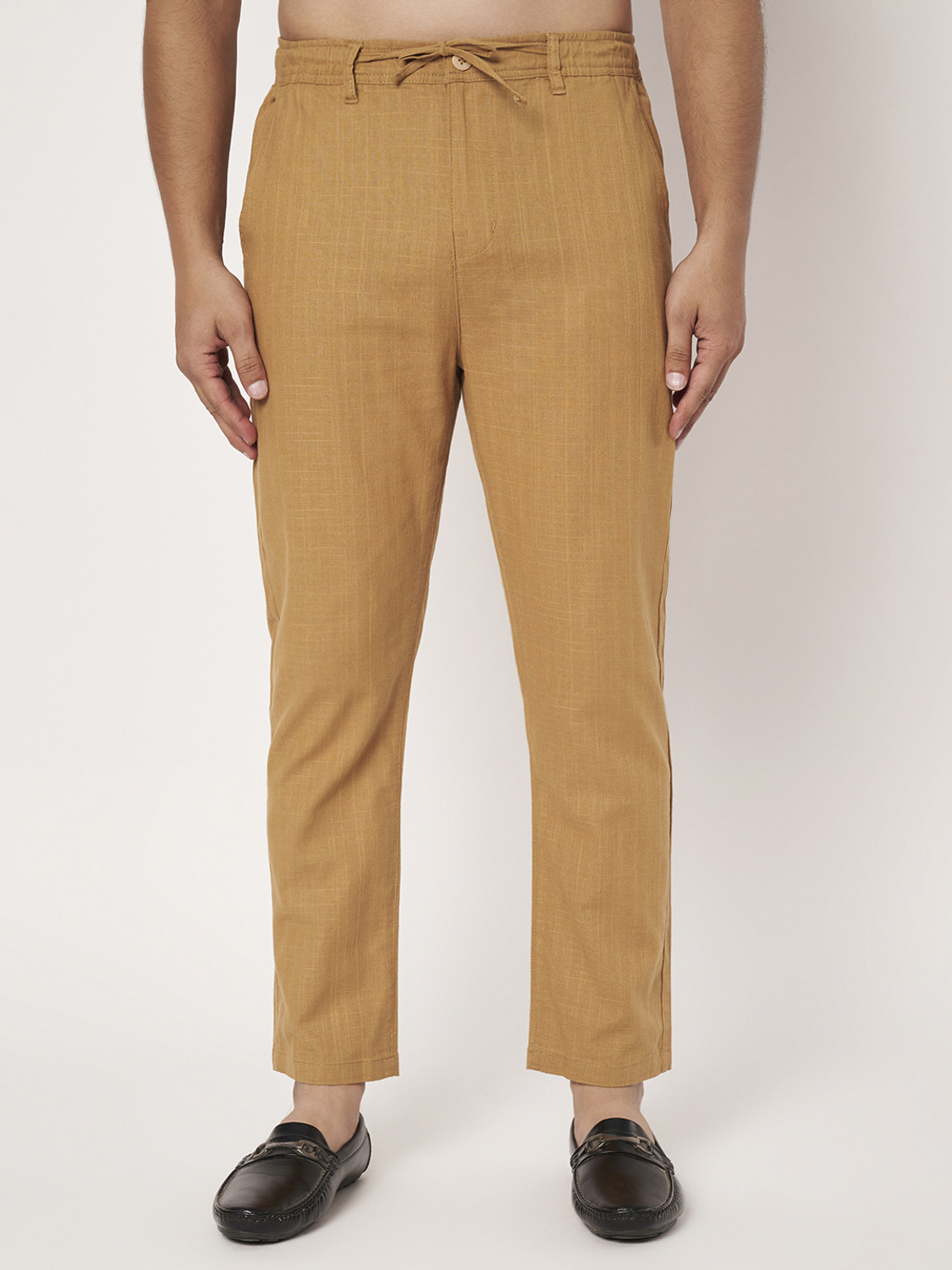 Image of Roadster Men Relaxed Multicolor Cotton Blend Trousers