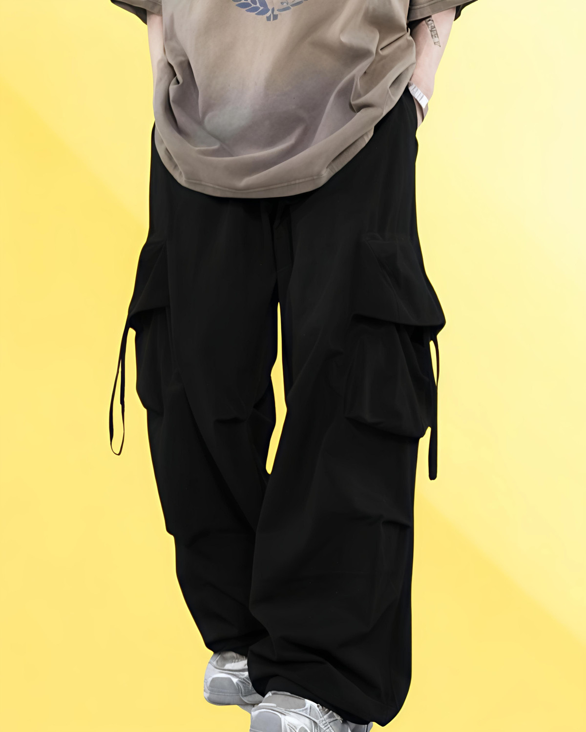 Image of HouseOfCommon Women Loose Fit Cream Polyester Trousers