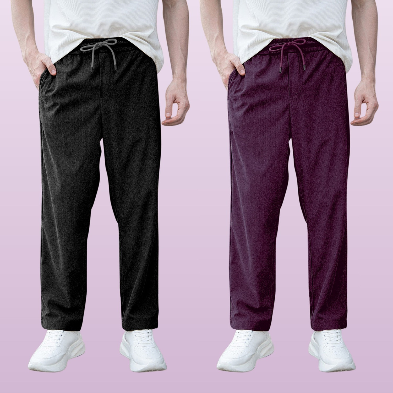Image of Roadster Men Loose Fit Green Cotton Blend Trousers