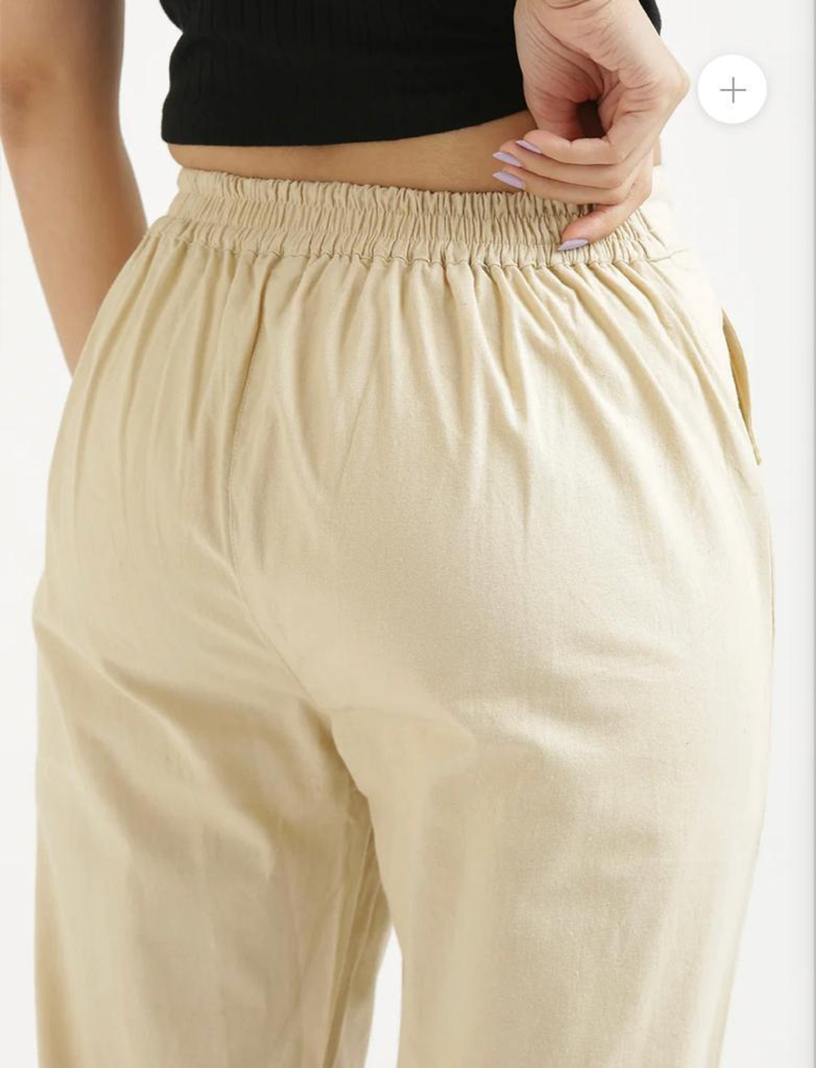 Image of AATTIREE VALLEY Women Regular Fit White Cotton Blend Trousers