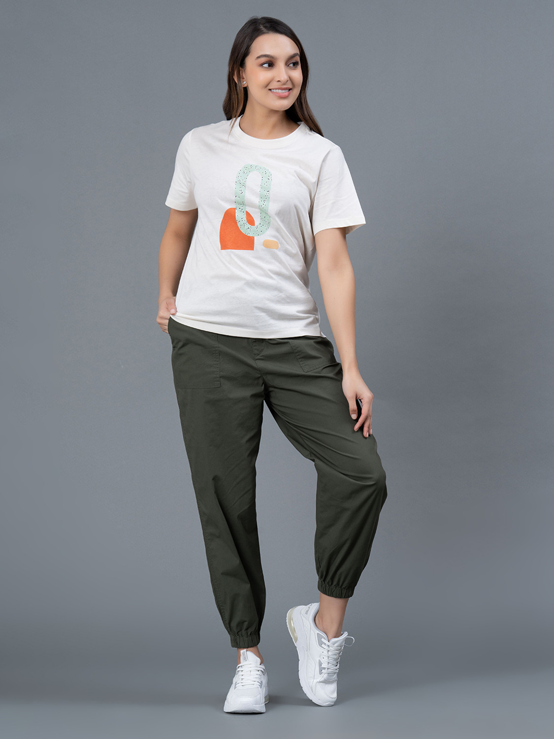 Image of Mode By Red Tape Regular Fit Women Green Trousers