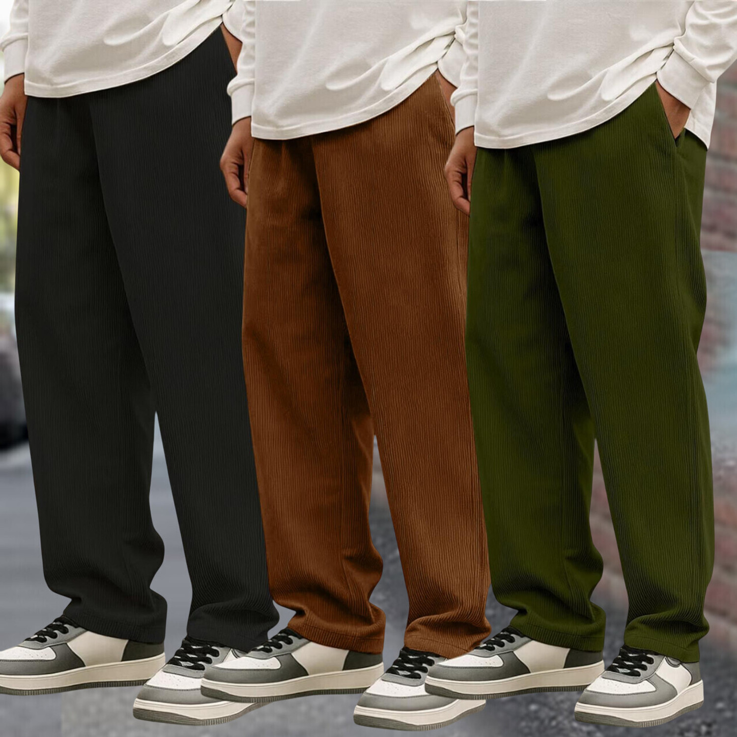 Image of Roadster Men Relaxed Multicolor Cotton Blend Trousers