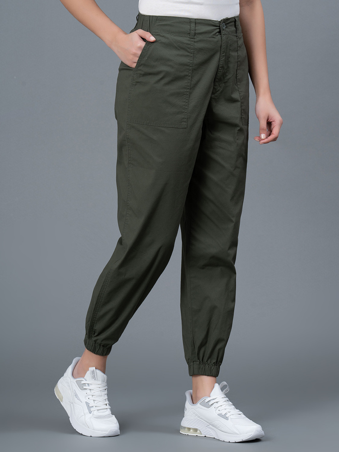 Image of Mode By Red Tape Regular Fit Women Green Trousers