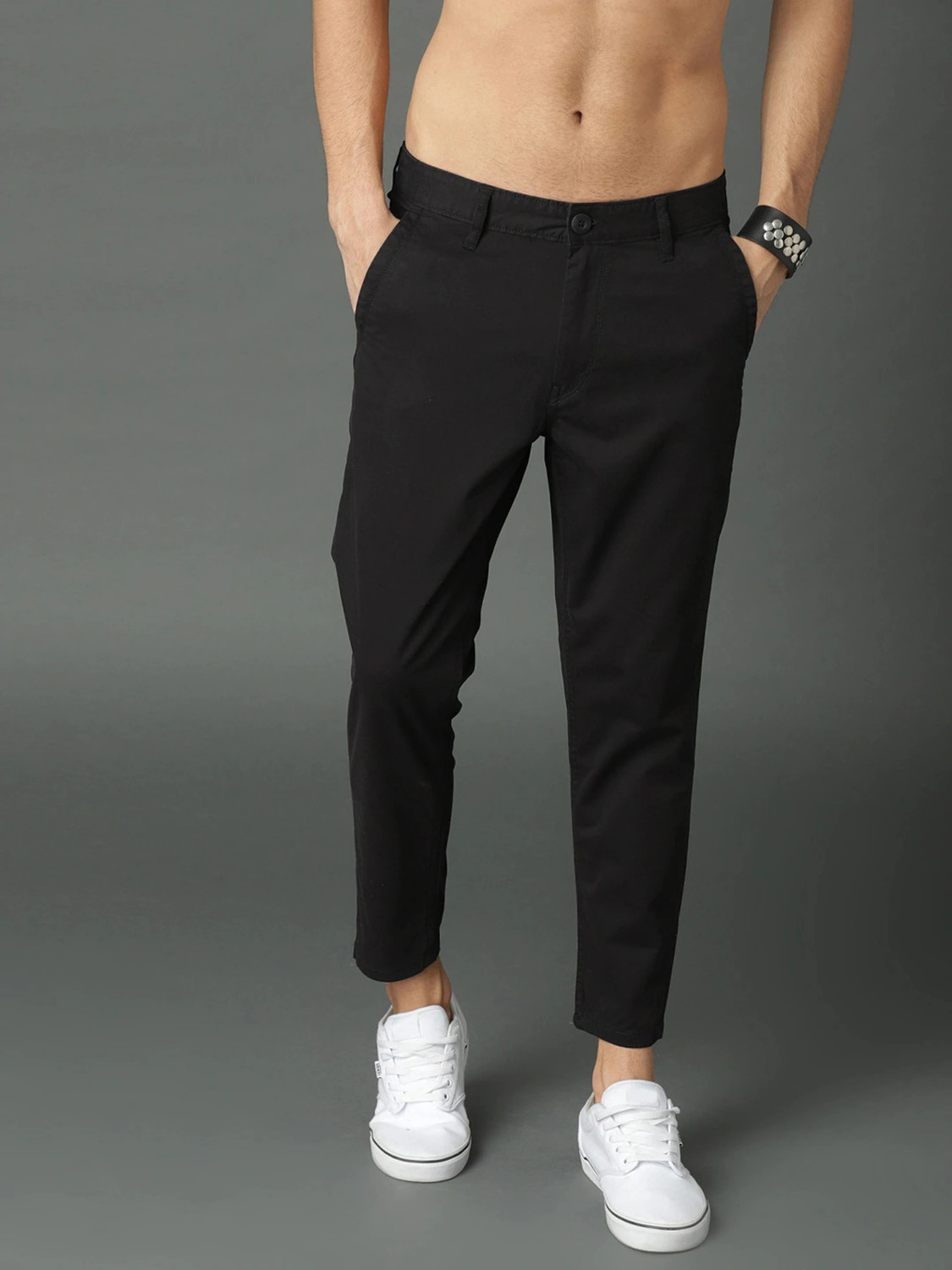 FUBAR Slim Fit Men Black Trousers