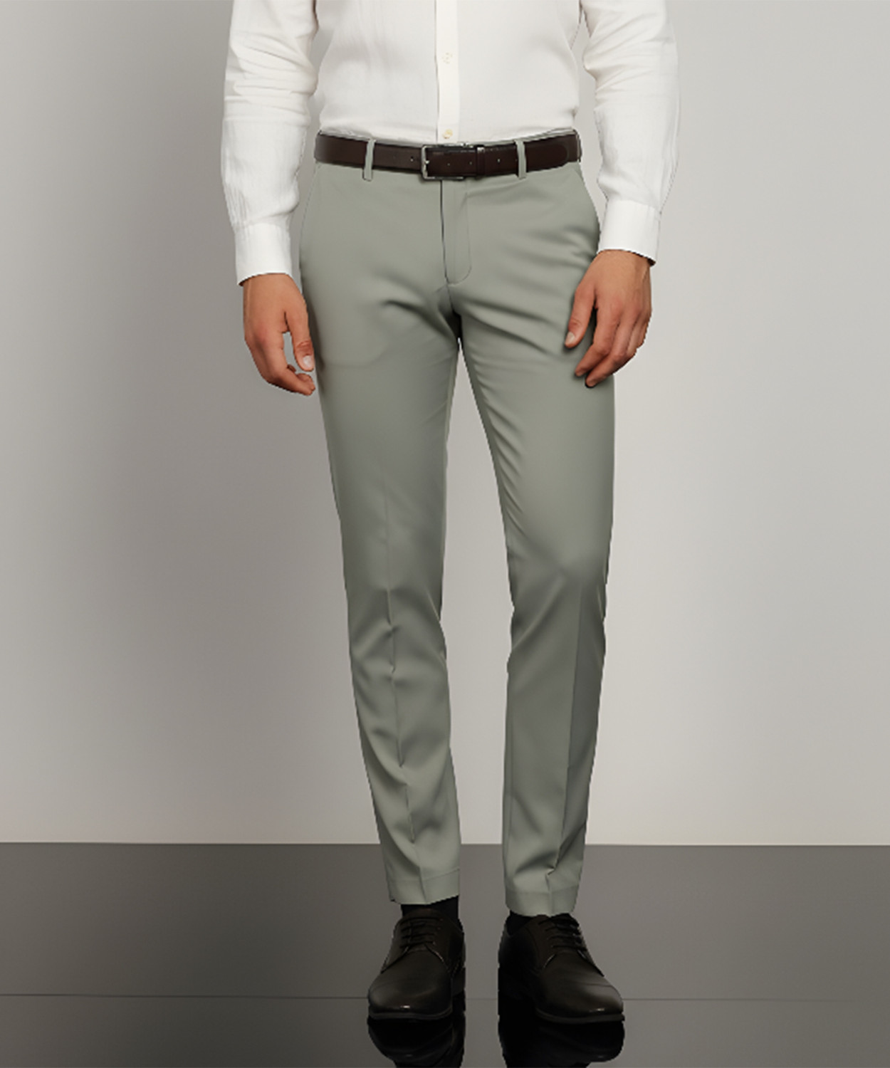 Image of FUBAR Men Regular Fit Grey Cotton Blend Trousers