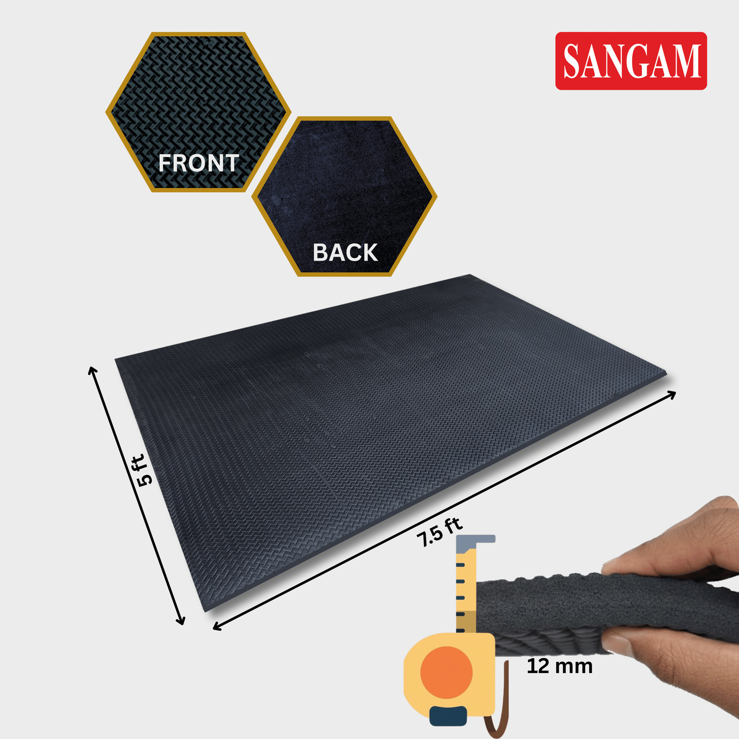 Image of SANGAM Auto mat (Tata Ace, Jeeto, Maxximo) 7.5ft x 5ft ZigZag Trunk Mat Liner (Pack of 1)