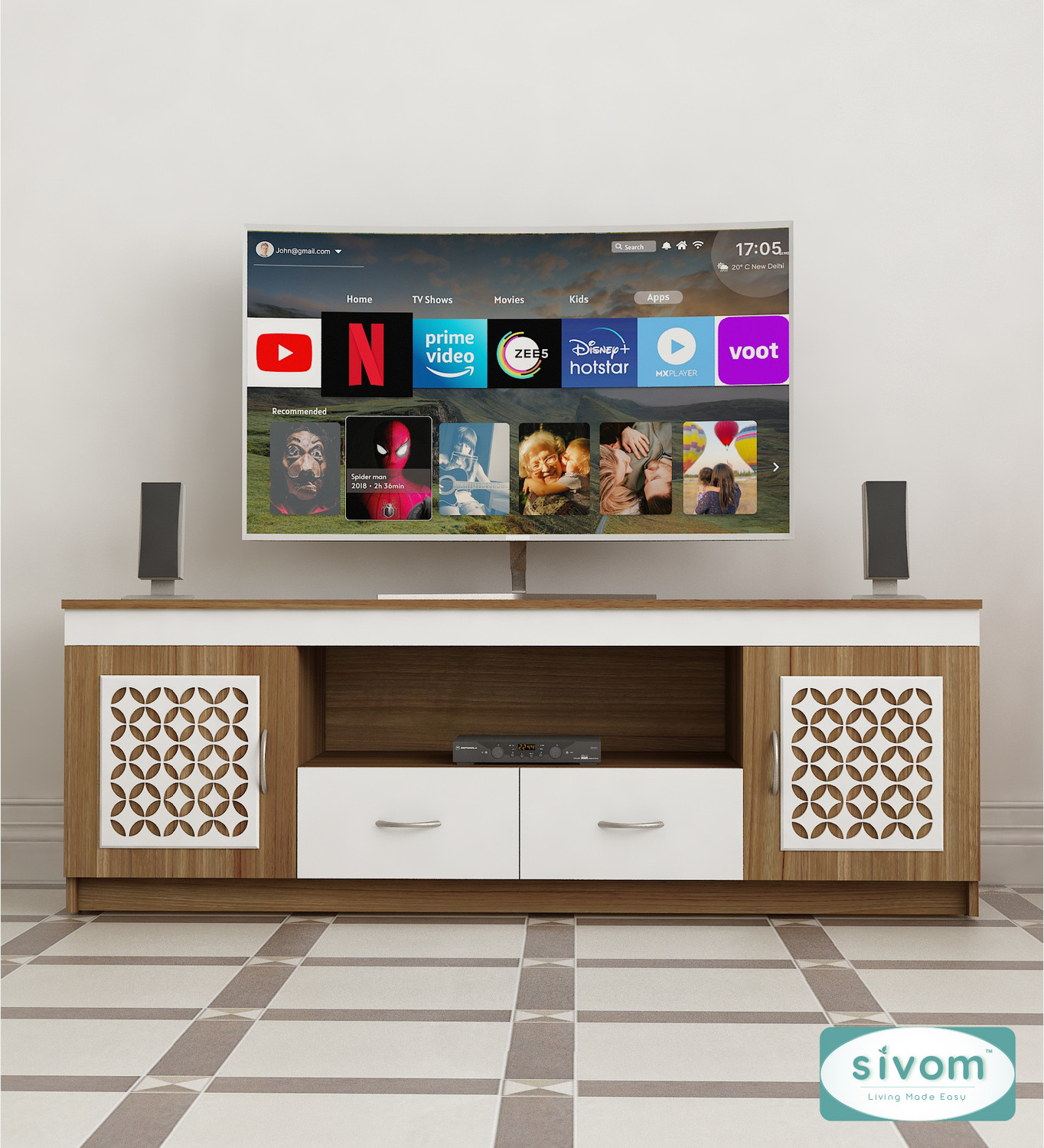 Crafty Multipurpose TV Unit fits upto 55 inch with Storage Engineered 