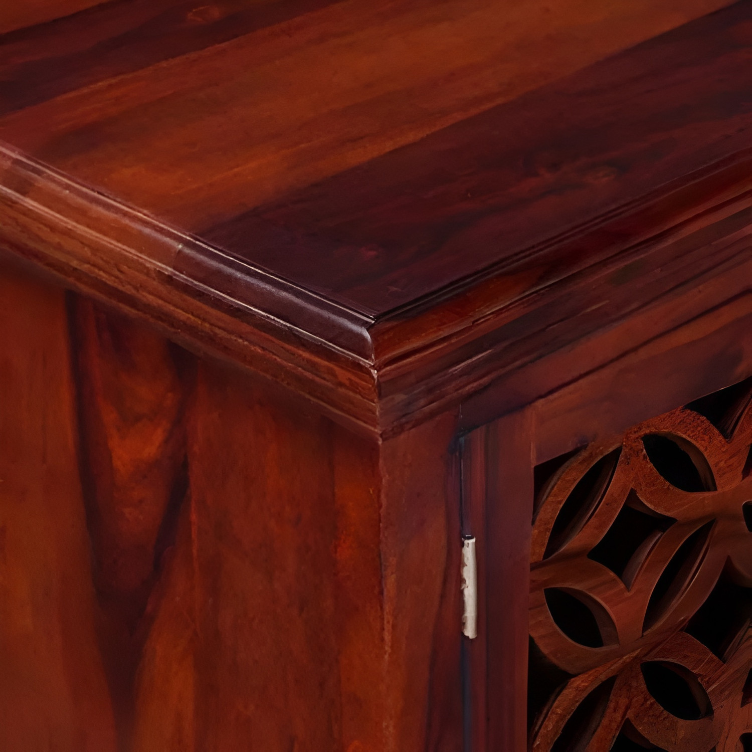 Image of Shree Jeen Mata Enterprises Solid Wood TV Cabinet|Wooden TV Rack|Sheesham Wood TV Entertainment Unit|TV Rack Solid Wood TV Entertainment Unit (Finish Color - Honey Teak, Pre-assembled)